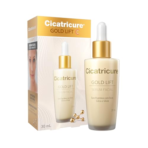 Cicatricure Gold Lift Serum Facial com Peptídeos, Ouro, Cálcio e Silício, Jumbo, Reduz Rugas Gravitacionais, Efeito Tensor e Nutritivo para Rosto, Pescoço e Colo, Reafirma Contorno, 30m