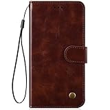 IKASEFU Compatible with iPhone 5S/SE Case luxury Retro Pu Leather Wallet Strap Case Card Slots Shockproof Magnetic Folio Flip Protective Soft Bumper Cover Case,Dark brown