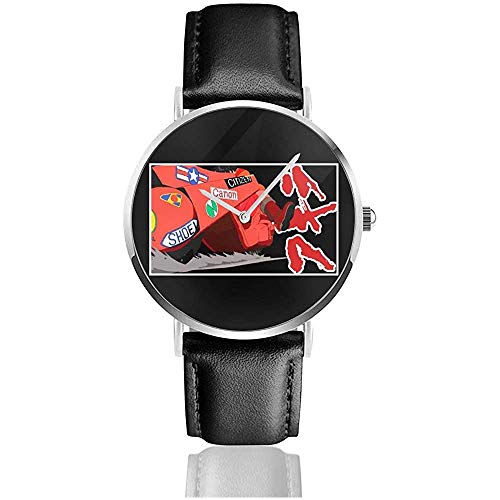 Unisex Akira Screeching Bike Uhren Quarzlederuhr mit schwarzem Lederband