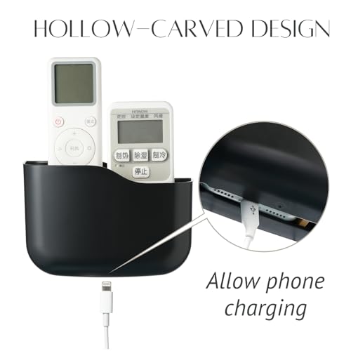 LINFIDITE Adhesive TV Remote Control Holder Wall Mount TV Holder Wall Remote Control Caddy Storage Organizer Universal Controller Stand Box (For 2 Or 3 Remote Controls–Black–Quantity2 - Cosy Home Interiors LINFIDITE Adhesive TV Remote Control Holder Wall Mount TV Holder Wall Remote Control Caddy Storage Organizer Universal Controller Stand Box (For 2 Or 3 Remote Controls–Black–Quantity2 - Image 4