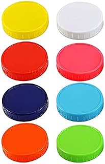 Hsthe Sea 8 Pack Wide Mouth Mason Jar Lids for Ball, Kerr and More,Food Grade Colored Plastic Storage Caps for Mason and Canning Jars, Leak Proof & Anti-Scratch Resistant Surface