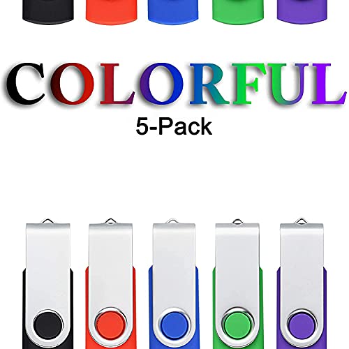 128GB Flash Drive KOOTION USB Drive Flash Drive 128GB Thumb Drive Jump Drives Memory Stick Keychain Design Pen Drive (5 Pack, Mixed Color)