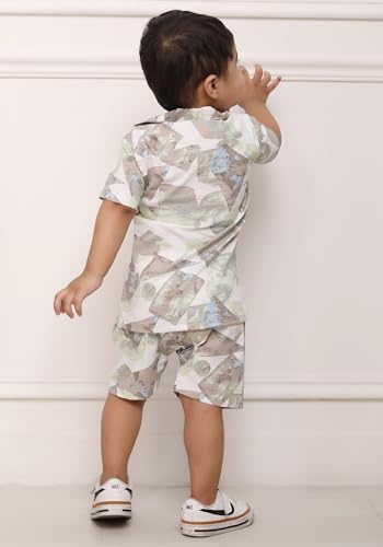Image of POLKA TOTS Cotton Half Sleeves Shirt With Shorts, All Over Print Cord Set for Baby Boy Kids