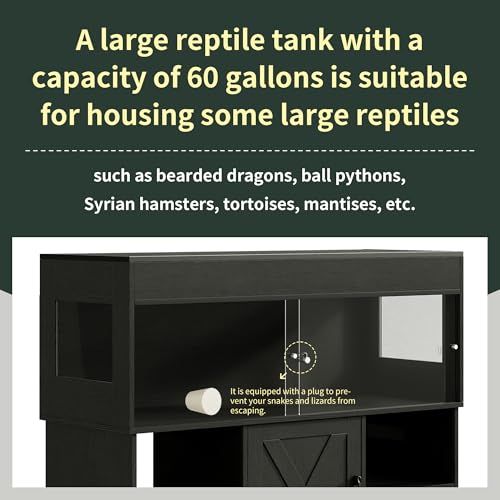 Image of Herture 60 Gallon Reptile Tank with Stand,Reptile Enclosure with Cabinet