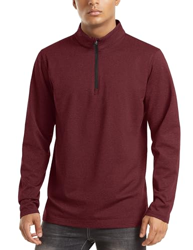 Image of TACVASEN Men's Sports Shirts 1 /4 Zip Long Sleeve Fleece Lined Running Workout Pullover Tops Sweatshirt