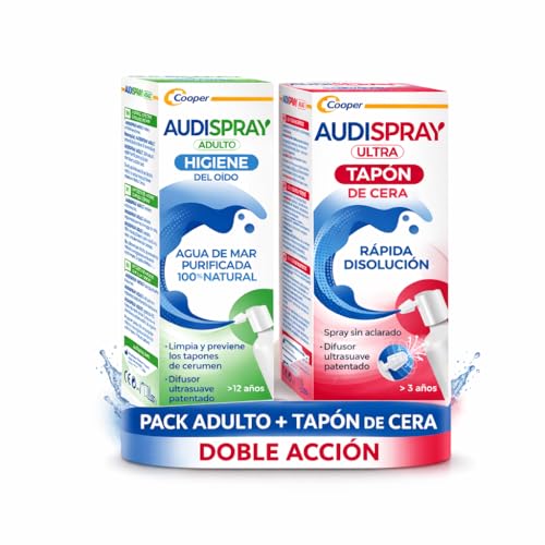 AUDISPRAY ULTRA + ADULT para la Higiene del Oído, Limpia y Elimina la Formación de tapones de cera, con 100% Agua de Mar Purificada, 70 ml