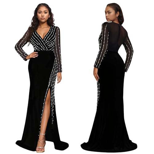 Image of Nagfar Women Rhinestone Sequin Birthday Party Sexy New Year Formal Dress