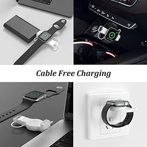 Image of LVFAN 2-1 Wireless Charger for Apple Watch, Portable USB-A & USB-C Wireless Charger for iWatch, Magnetic Quick Charge Charger for Apple Watch 9 /8 /7 /6 /5 /4 /3 /2 /SE /Ultra /Ultra 2 (White)