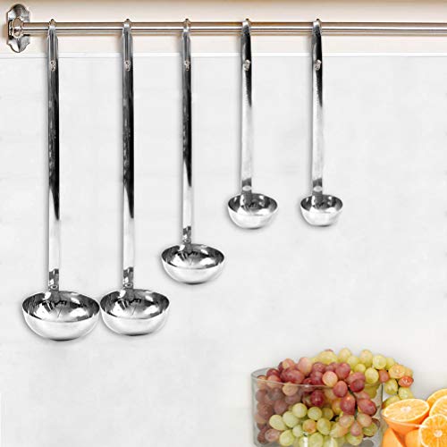5Pcs Soup Ladle and Ladle Spoon,Odowalker Stainless Steel Hooked Handle Ladle with Pouring Rim for Kitchen Cooking Soup Sauce (1oz, 2oz, 4oz, 6oz, 8oz) - Thumbnail 3