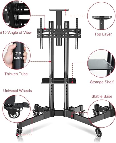 Soporte Rodante para TV de 32 a 70 Pulgadas con Ruedas y Estante miniatura 3