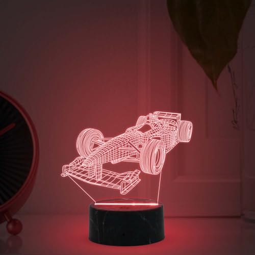 Image of 3D Illusion Formula One Racing Car Nightlight for Kids Room, Living Room, Bedroom & Gaming Room Decor Light | Automatic Color Changing Light & USB Powered