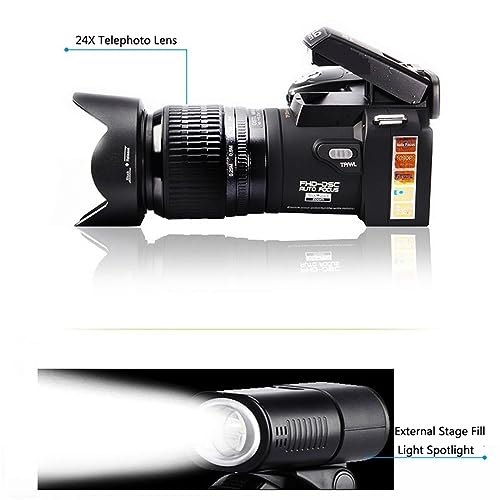 Ficha técnica Cámaras Digitales con Zoom Óptico 24X para Fotografía Enfoque Automático 33MP Foto SLR DSLR 1080P Videocámara HD Kit de 3 Lentes 128G SD Card con Flashlight - Fernando Cortés