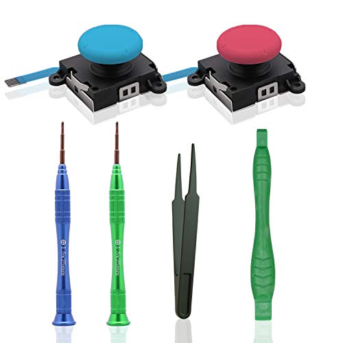 Replacement Joy Stick Compatible with Switch lite, Joystick Replacement Compatible with Switch lite and Repair Tool Kit for Switch lite - 2 Pack (Blue Red)