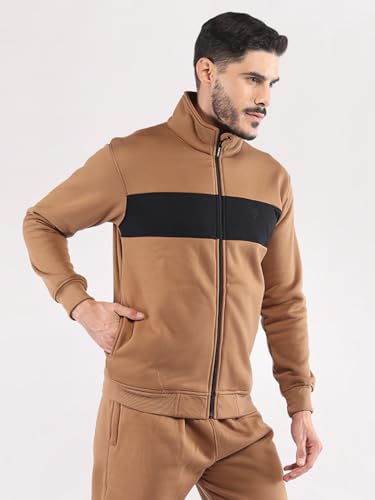 Image of CHKOKKO Fleece Men Winter Sports Running Zipper Collared Neck Stylish Jacket