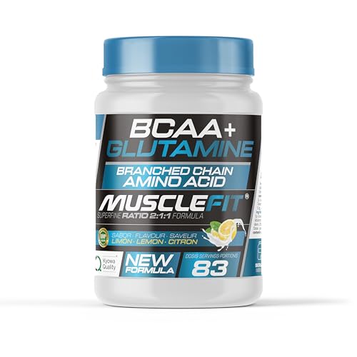 MuscleFit Glutamina + BCAA´s | Aminoácido Ramificado | Sabor Limón | 12g dosis diaria | Potente anti-catabólico