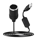 Adaptador USB a Encendedor de Cigarrillos 12V, convertidor de 5V a 12V, Conector Macho a Hembra, Enchufe USB de Coche para Encendedor, Compatible con dashcam, DVR, GPS, Bomba de Aire (1,2m)