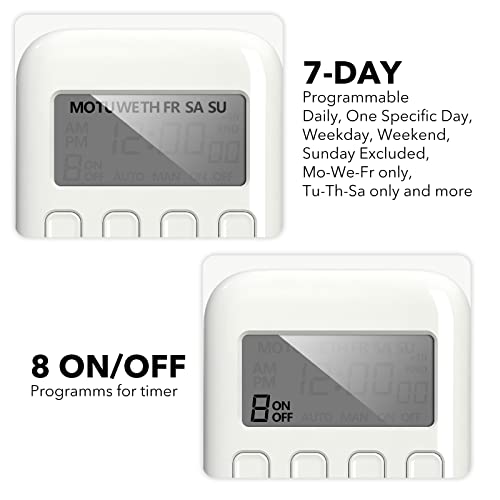 image for BN-LINK Digital Timer Outlet, 7 Day Heavy Duty Programmable Timer, On/