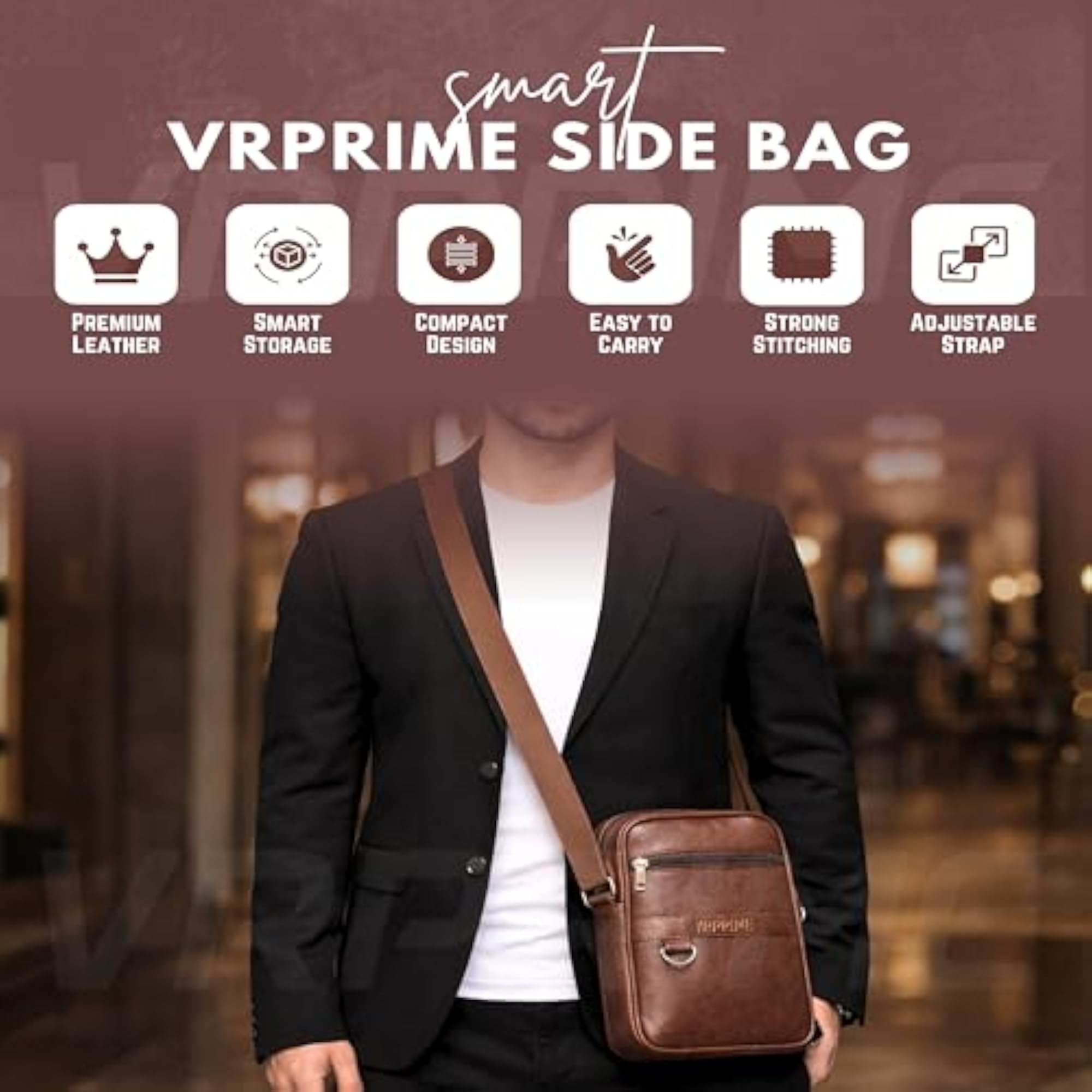 Sling Side Bag for Men, Waterproof Stylish Crossbody Bag