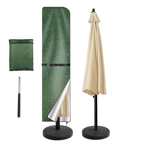NAKIHOUSE Housse de protection pour parasol - Imperméable - Résistante aux intempéries - Anti-UV - Coupe-vent - Pour parasol d'extérieur et de marché - 240 x 57/57 cm - Vert