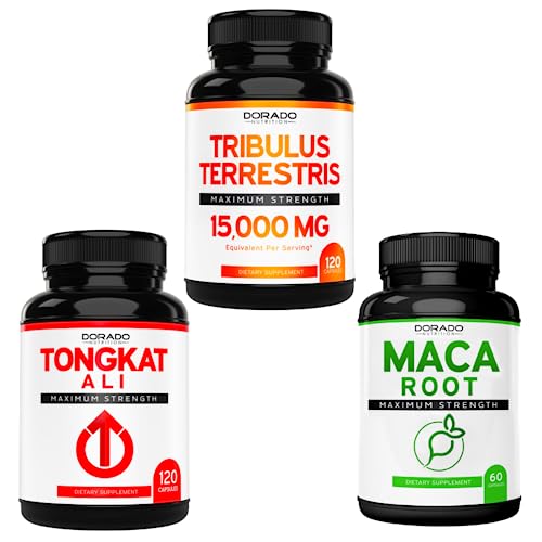 Tribulus Terrestris For Men & Women - 15,000Mg Extract Equivalent,120 Capsules - Maca Root Capsules For Men & Women - 15,000Mg Extract Equivalent, 60 Plus - Tongkat Ali For Men & Women 1200Mg Extract, #TOP26