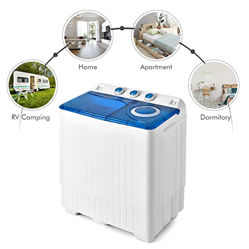 image for COSTWAY, Twin Tub 26lbs Capacity Laundry, 18lbs 8lbs Spinner Combo wit