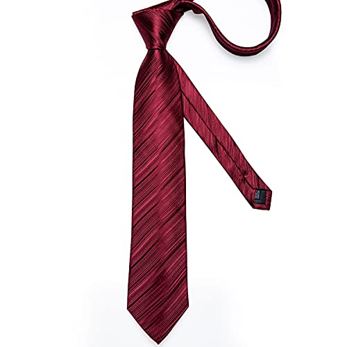 Image of DiBanGu Mens Silk Necktie Solid Color Tie and Pocket Square Cufflink Tie Clip Set Woven Plain Ties for Men Wedding Party
