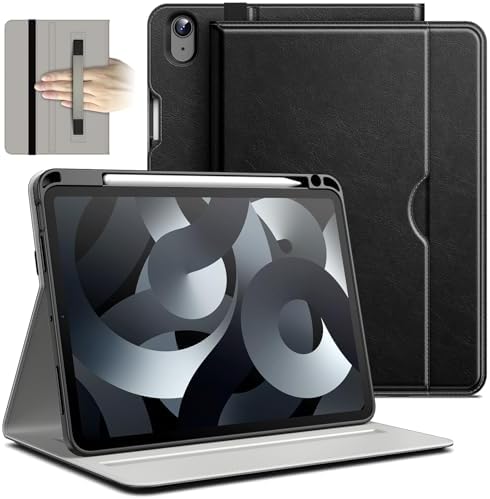 JETech Etui dla iPad Air 5/4 (10,9 Cala, Model 2022/2020, 5e/4e Generatie), PU Skórzana Folio Ochronny Tablet Case z Pencil Uchwyt & Kieszeń, Wiele Kąta Widzenia Oglądanie (Srebrny)