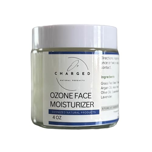 O3 Charged Natural Products Ozone Tallow Face Moisturizer, 4oz, Hydrating, Moisturizing Beauty Cream, Luxurious, Ozone Oil, Oxygenated Healing Lotion, Glass Jar
