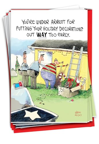 NobleWorks 面白いクリスマスカード12枚 5×7インチの封筒付き (デザイン1枚、各12枚)、男性用 Way Too Early C8742XSG-B12x1