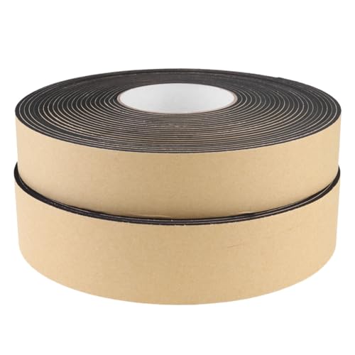 HOMSFOU 2 Rolls 10M EVA Sponge Tape Single Sided Adhesive Foam Sticker for Car Household (0.3x4cm, 0.3x5cm Style, Black)