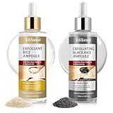 Peel Shot Glow Rice Peeling Ampoule, Esencia exfoliante facial suave de salvado de arroz negro, limpia profundamente los poros e hidrata, apta para rostro y cuerpo (Negro+Blanco)