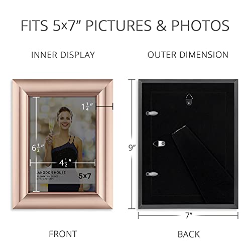 Langdon House 5x7 Picture Frames (Rose Gold, 3 Pack), Contemporary Glam Photo Frames 5 x 7, Wall Mount or Table Top, Celebration Collection by Langdon House - Image 3