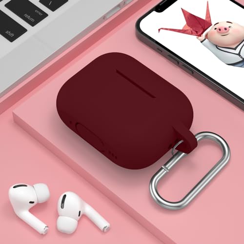 Image of for AirPods Pro 2nd 1st Generation Case Cover with Keychain, Protective Soft Silicone Skin Accessories for Apple AirPods Pro Charging Case 2022 /2019, Front LED Visible, Burgundy