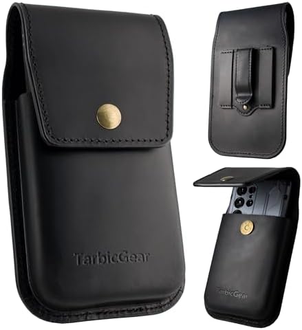 Leather Cell Phone Holster With Belt Clip, Horizontal Phone Waist Pack Brown, 6.9" Men Cell Phone Belt Clip Case With Card Holder Smartphone Belt Loop