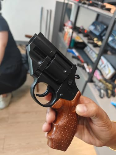 Image of TOYPAPA Revolver Gun Toy for Boys | Airsoft Gun Pistol Semi Automatic | 12 Bullet Shell' and 50 Bullets Included(Brown+Black)