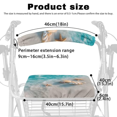 Image of Beach Shells Rollator Accessories for Ladies Adjustable Rollator Walker Seat and Backrest Covers Universal Walkers for Seniors with Seat Cover