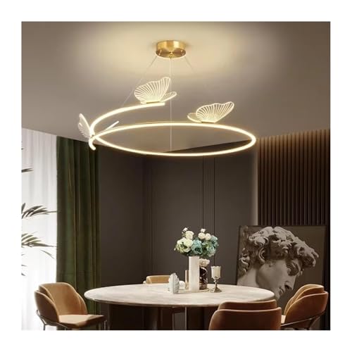 Chandelier papillon doré LED suspendu salon cuisine moderne