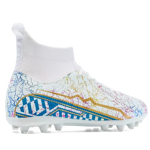 Image of Soccer Cleats Mens High Tops Football Cleats Professional Athletic | soft breathable synthetic leather,anti-slip studded outsole,training and competition cleats men