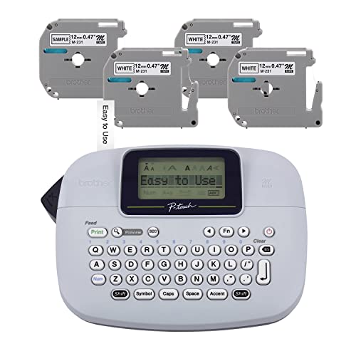 Brother PT-M95 P-Touch Monochrome Label Maker Bundle (4 Label Tapes Included),White by Brother - Used condition - CA$64.96