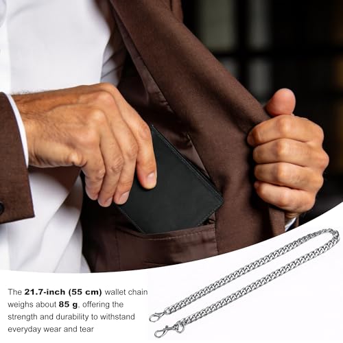 Image of Genuine Leather Wallet for Men with Chain: RFID Blocking Men's Wallet with Anti-Theft Chain - Biker Wallets with 2 ID Card Window Holds 12+ Cards - Minimalist Wallets for Motorcycle Riding Hiking