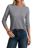 GRACE KARIN Grey Merino Wool Sweaters for Women Long Sleeve Cashmere Sweater Classic 2026 Fall...