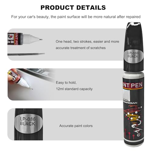 JNXIJ Car Touch Up Paint, 2-in-1 Color Accurate Paint Pen Lasting Auto Scratch Remover, Quick Drying Automotive Touch-up Paint Fill Pen for Most Vehicles, Universal Car Accessories (Black) - Thumbnail 3