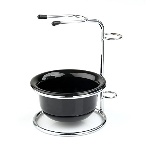 Anddas Silver Stainless Steel Shaving Brush Razor Stand Holder & Acrylic Shaving Bowl Mug Set by Anddas