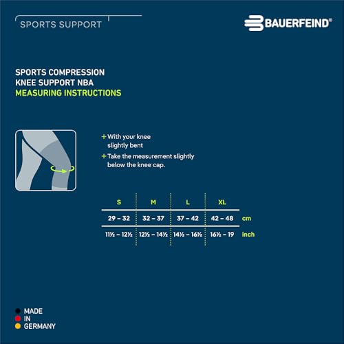 Bauerfeind Sports Compression Knee Support NBA - Lightweight Design with Gripping Zones for Basketball Knee Pain Relief & Performance with Team Designs (White, S)