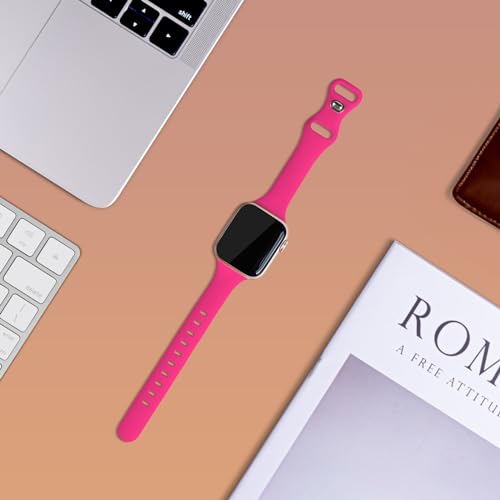 Image of Thin Silicone Band Compatible with Apple Watch 41mm 38mm 40mm 46mm 45mm 42mm 44mm, Slim Narrow Replacement Sport Strap Wristband for iWatch Series 11 10 9 8 7 6 5 4 SE Ultra 3 2 1 Women Men