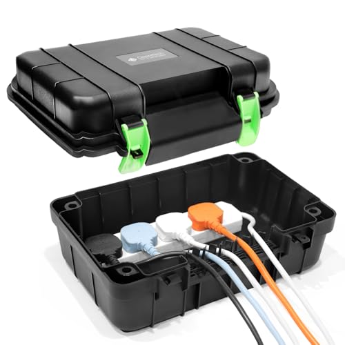 Desiretech Weatherproof Outdoor Electric Box IP54 Rated Heavy-Duty Power Supply for Garden Tools DIY and Outdoor Lighting
