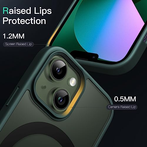 Image of JETech Magnetic Cover Case for iPhone 13 Mini 5.4-Inch Compatible with MagSafe, Translucent Matte Back Slim Shockproof Phone Cover (Dark Green)