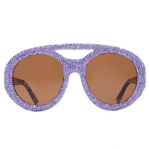 ICARA Oversized Double BridgesSunglasses Womens Luxury Diamond Rhinestones Bling Fashion Big Frame Sun Glasses