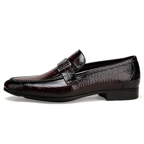 Image of Classic Leather Dress Shoes for Men, Premium Alligator Printed Bussiness Dress Slip on Loafer for Mens