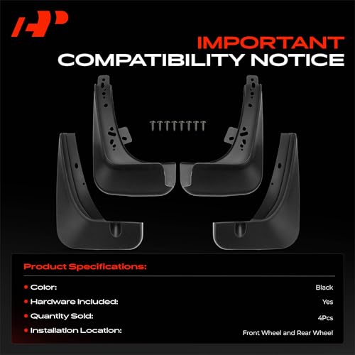Image of A-Premium Mud Flaps Compatible with Chevrolet Sonic 2012 2013 2014 2015 2016, No Drilling Required Mud Guards with Hardware Accessories, Set of 4 Front and Rear